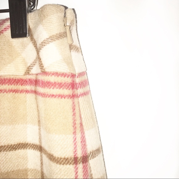 Loft Wool Plaid Tan/Red Skirt EUCALYPTUS-6 - Picture 6 of 8